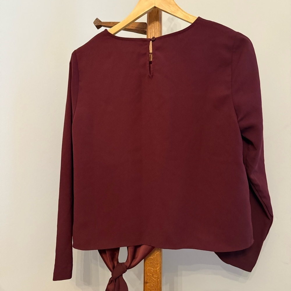 Talbots Medium Petite Deep Red Wine Color Long Sleeve Blouse - Picture 3 of 3